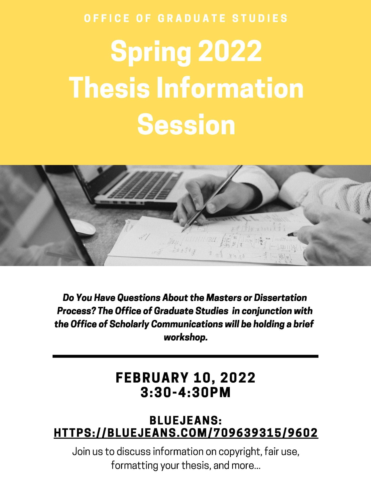 thesis info session flyer